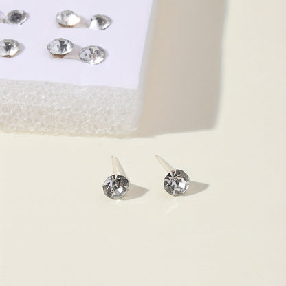 Large Set of 100 Pairs of Randomly Mixed Colorful Rhinestones Simple Fashion Shiny Plastic Glue Needle Earrings