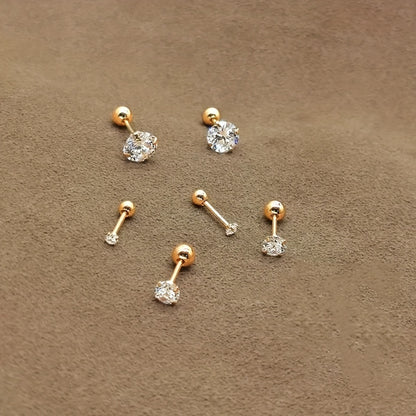 1pair Shiny Zirconia Stud Earrings - Non-Allergenic Artificial Diamonds for Girls - Perfect Gift Choice