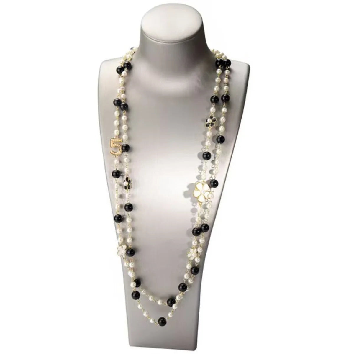 Pearl Number 5 Necklaces For Woman Flower Long two Layer Woman Necklace