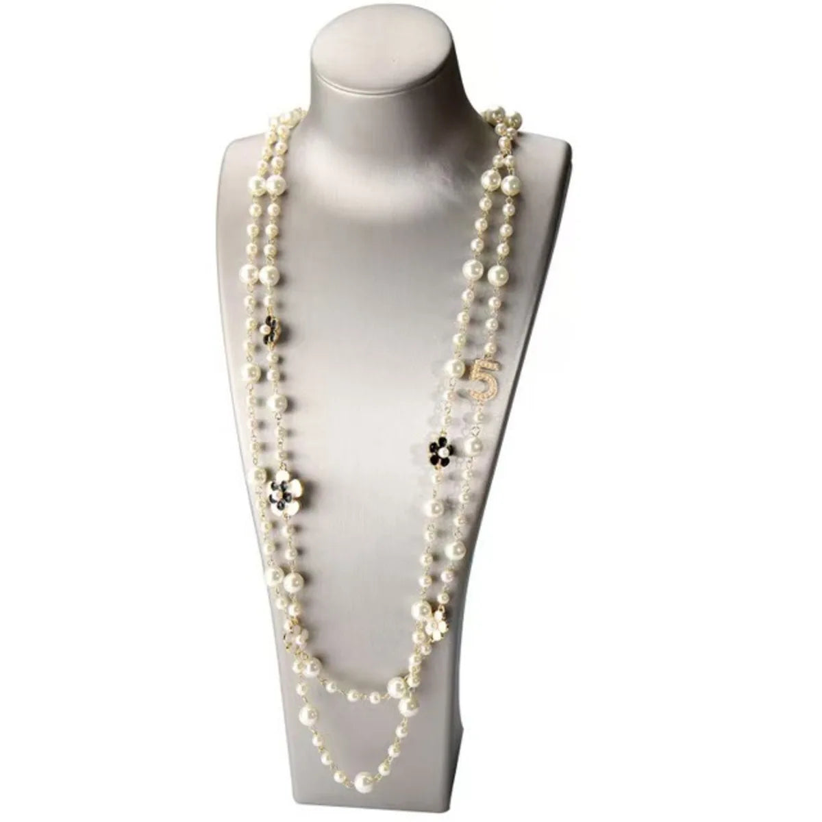 Pearl Number 5 Necklaces For Woman Flower Long two Layer Woman Necklace