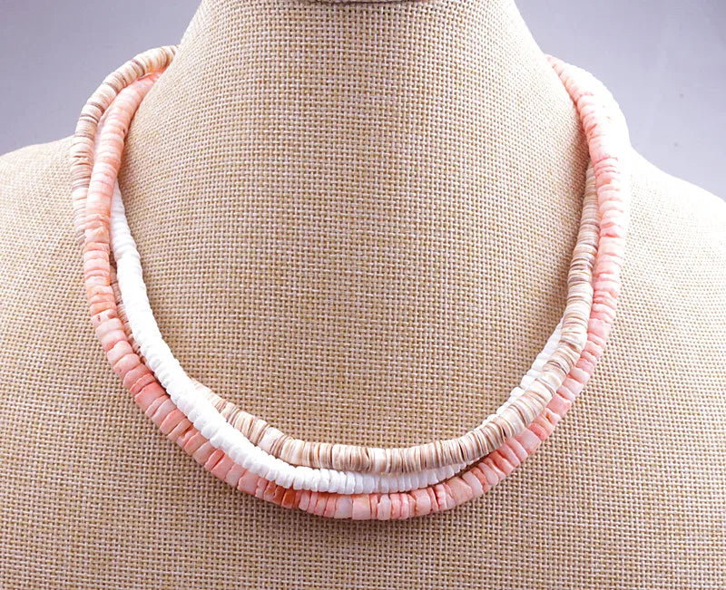 Shell Necklace For Men Women Real Seashell Necklaces With Round Clam Chip Shell Beads Hawaiian Surfer Jewelry