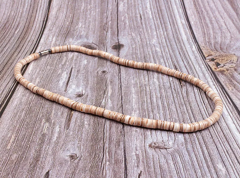 Shell Necklace For Men Women Real Seashell Necklaces With Round Clam Chip Shell Beads Hawaiian Surfer Jewelry