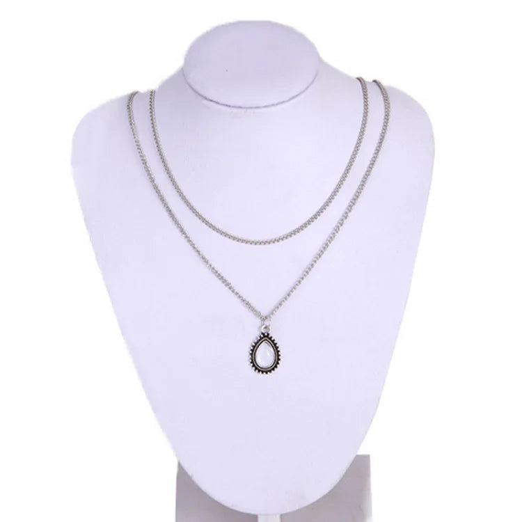 Retro Necklace Elegant 2017 Fashion New Necklace Simple Drop-shaped Pendant Multi-layer Ladies Necklace Wholesale Sales