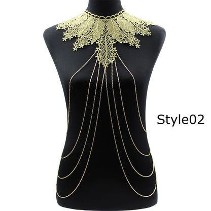 Lace Flower Choker Necklace Large Fashion Women's Long Necklaces 2024 Massive Statement Elegant Jewelry