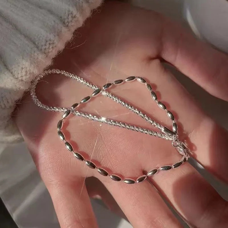 New Fashion 925 Sterling Silver Double Layer Bracelet Beads Exquisite Simple Women Bracelet Fine Jewelry Accessories