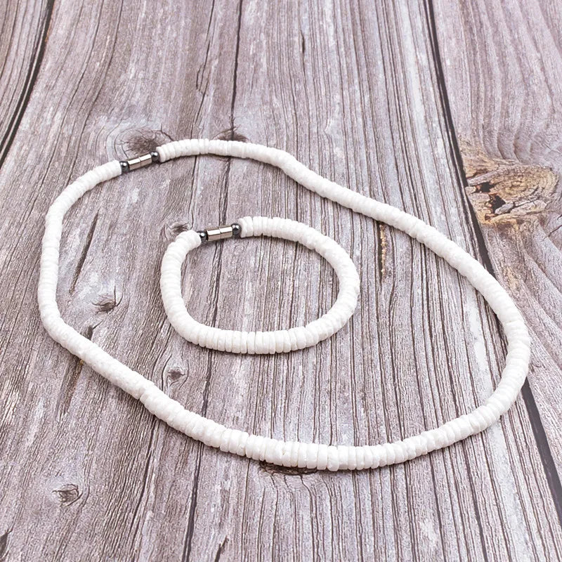 Shell Necklace For Men Women Real Seashell Necklaces With Round Clam Chip Shell Beads Hawaiian Surfer Jewelry