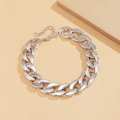 Simple Exaggerated Necklace Lady 4 Color Hip Hop Distorted Thick CCB Chain Creative Necklaces Fashion Glamour Girl Jewelry Gift