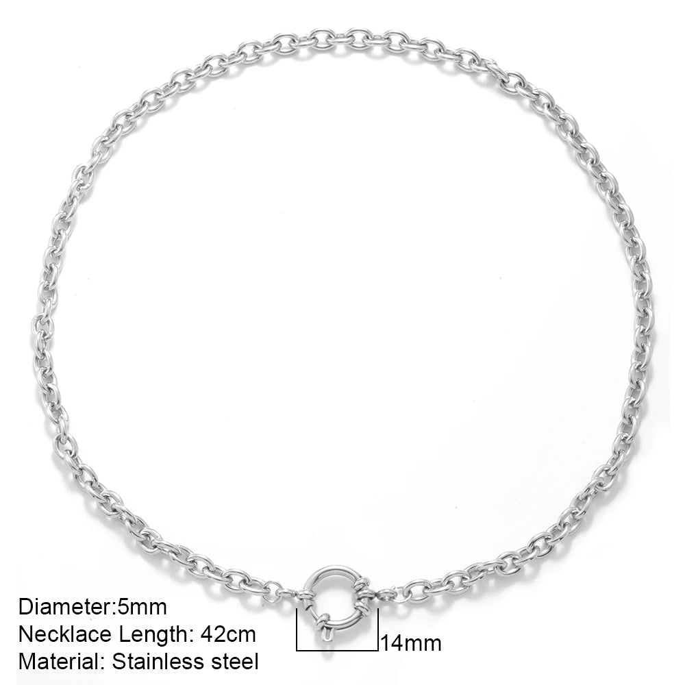 Necklaces Women Spring Buckle Chain Silvery Ocean Series Pendant Shell Conch Sea Star Pendants Stainless Steel Women's Jewelry