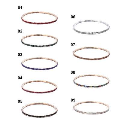 Luxury Rhinestone Elastic Bracelet Women Shiny Colorful Crystal Bangles Adjustable Layered Stackable Bracelet Wristband Jewelry