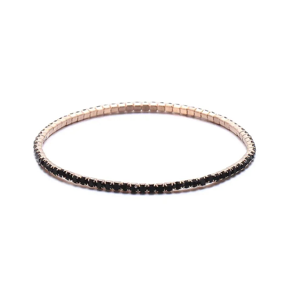 Luxury Rhinestone Elastic Bracelet Women Shiny Colorful Crystal Bangles Adjustable Layered Stackable Bracelet Wristband Jewelry