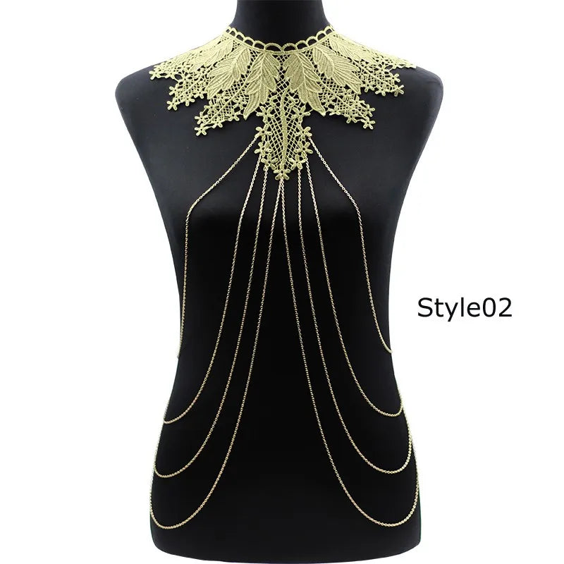 Lace Flower Choker Necklace Large Fashion Women's Long Necklaces 2024 Massive Statement Elegant Jewelry