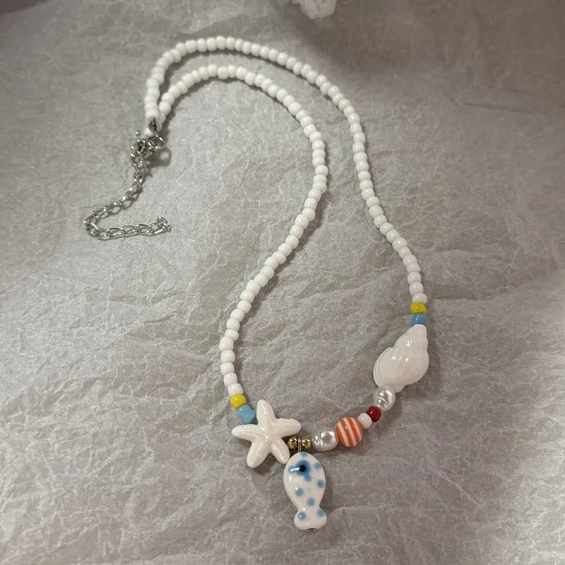 Bohemian Colorful Necklace For Women Girls Adjustable Beaded Neck Chain Unique Fashion Accessory Jewelry Gift