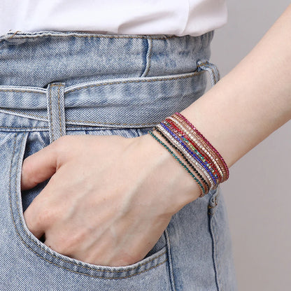 Luxury Rhinestone Elastic Bracelet Women Shiny Colorful Crystal Bangles Adjustable Layered Stackable Bracelet Wristband Jewelry