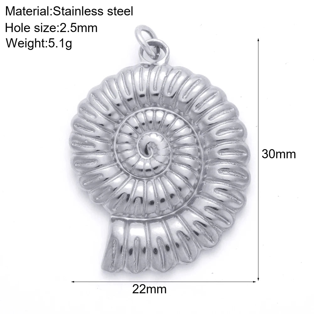 Necklaces Women Spring Buckle Chain Silvery Ocean Series Pendant Shell Conch Sea Star Pendants Stainless Steel Women's Jewelry