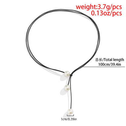 Fashion, simplicity, imitation pearl, clavicle chain, double layer, wax thread, versatile necklace for women