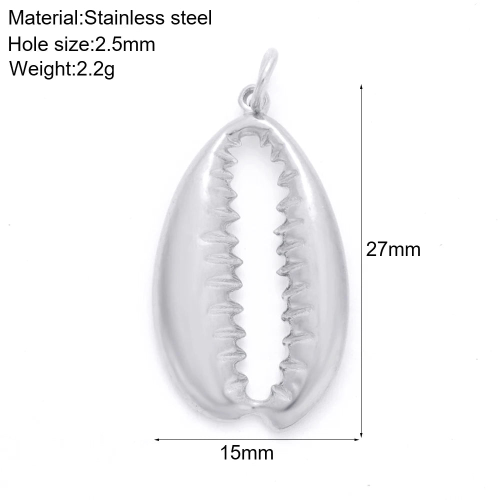 Necklaces Women Spring Buckle Chain Silvery Ocean Series Pendant Shell Conch Sea Star Pendants Stainless Steel Women's Jewelry