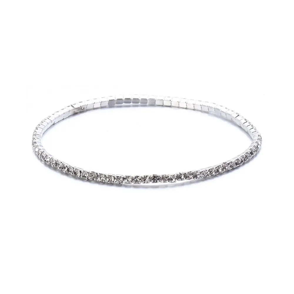 Luxury Rhinestone Elastic Bracelet Women Shiny Colorful Crystal Bangles Adjustable Layered Stackable Bracelet Wristband Jewelry