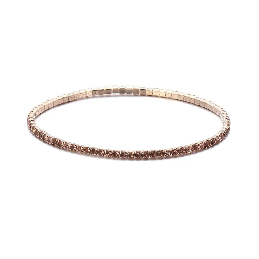 Luxury Rhinestone Elastic Bracelet Women Shiny Colorful Crystal Bangles Adjustable Layered Stackable Bracelet Wristband Jewelry