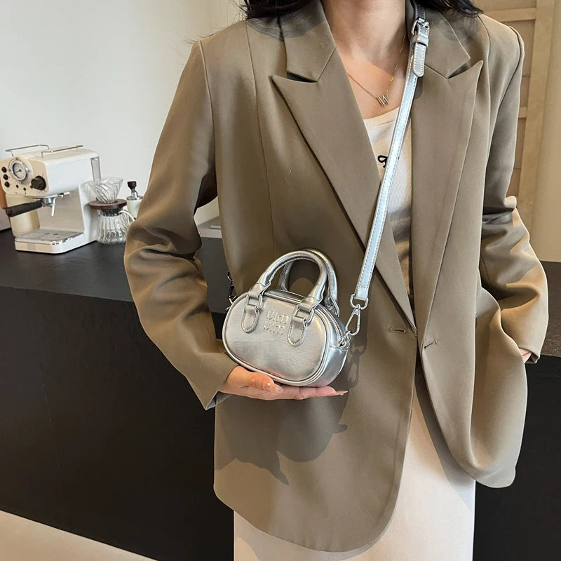 Red Bags 2025 New Women's Small Square Bag Mini Bowling Bags Shoulder Crossbody Box Packs Small Lipstick Cosmetics Purses Bolsas