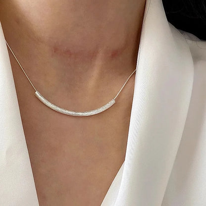 S925 Sterling Silver Necklaces For Women Simple Chain Fashion Minimalist Pendant Necklaces Big Tube Shape Birthday Gift