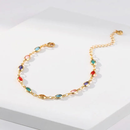 Elegant 18K Gold Plated Colorful Rhinestone Beads Bracelet for Women 2025 New Trend Bracelets Party Jewelry Gifts