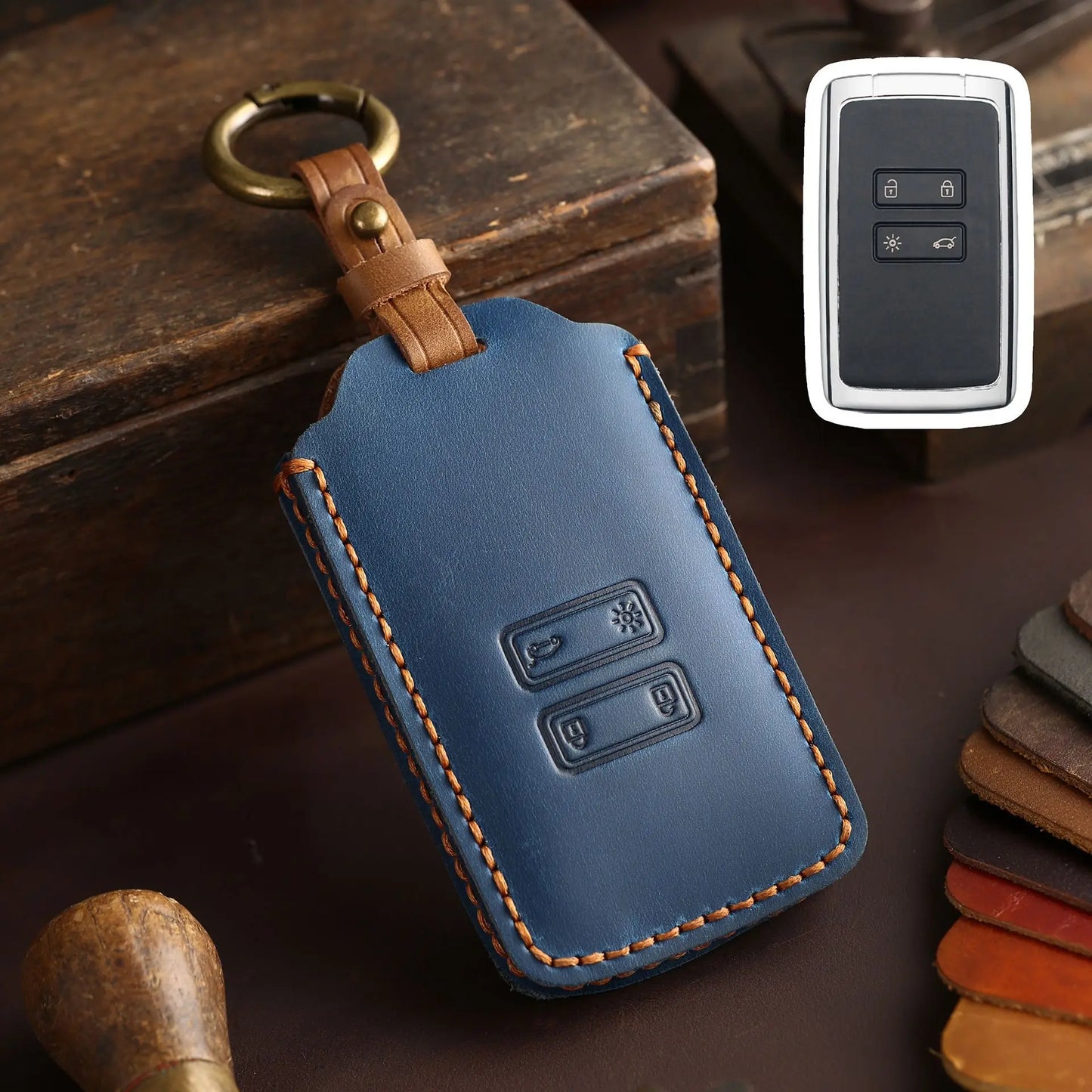 For Renault Captur Koleos Kadjar Zoe Arkana Espace Clio Megane Grand Scenic Sandero Dacia Duster Card Leather Car Key Cover