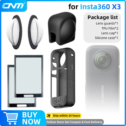 Accessories Set for Insta360 X3 Lens Guard Screen Protector Storage Bag Silicone Case Lens Cap Protective Frame Insta 360 X3