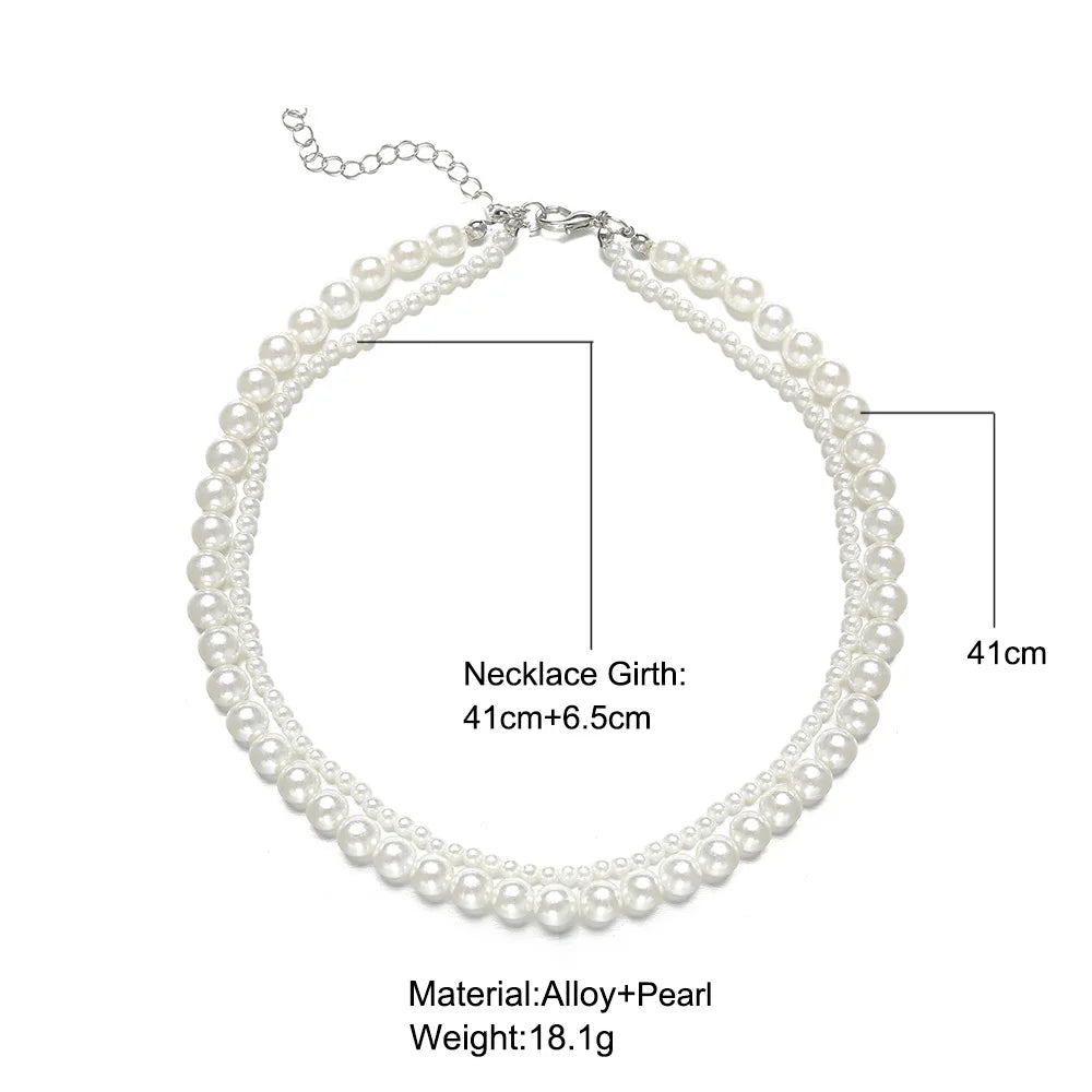 New Elegant Pearl Beaded Choker Necklace Ladies Exquisite Double Layer Clavicle Chain Necklace Jewelry For Ladies Gift