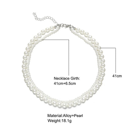 New Elegant Pearl Beaded Choker Necklace Ladies Exquisite Double Layer Clavicle Chain Necklace Jewelry For Ladies Gift