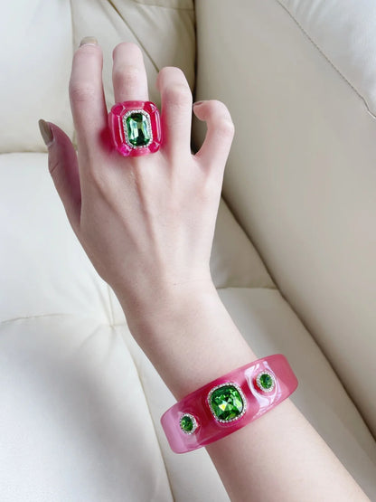 Bracelets Luxury for Woman Exaggerated Geometric Round Gradient Open Chunky Resin Bangles Designer Jewelry Accessories