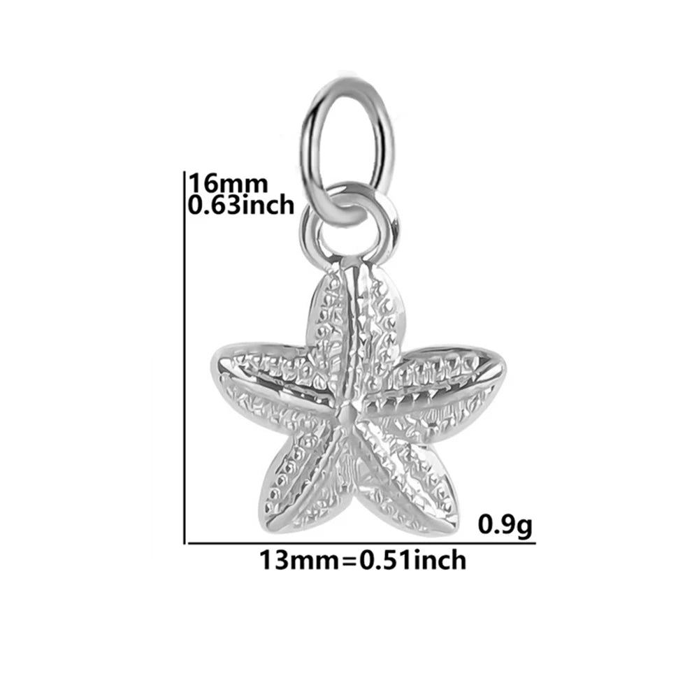 Necklaces Women Spring Buckle Chain Silvery Ocean Series Pendant Shell Conch Sea Star Pendants Stainless Steel Women's Jewelry