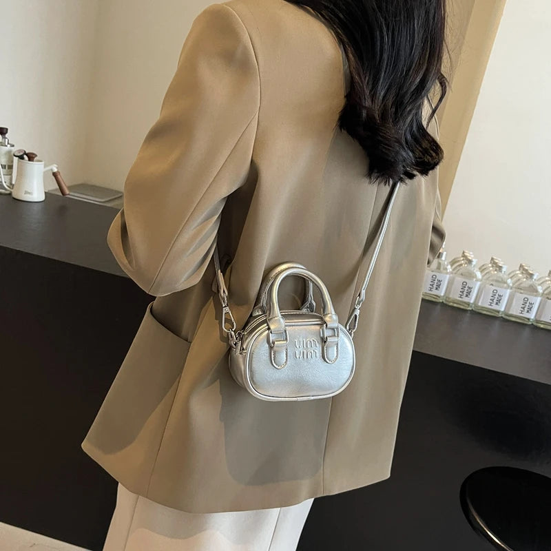 Red Bags 2025 New Women's Small Square Bag Mini Bowling Bags Shoulder Crossbody Box Packs Small Lipstick Cosmetics Purses Bolsas