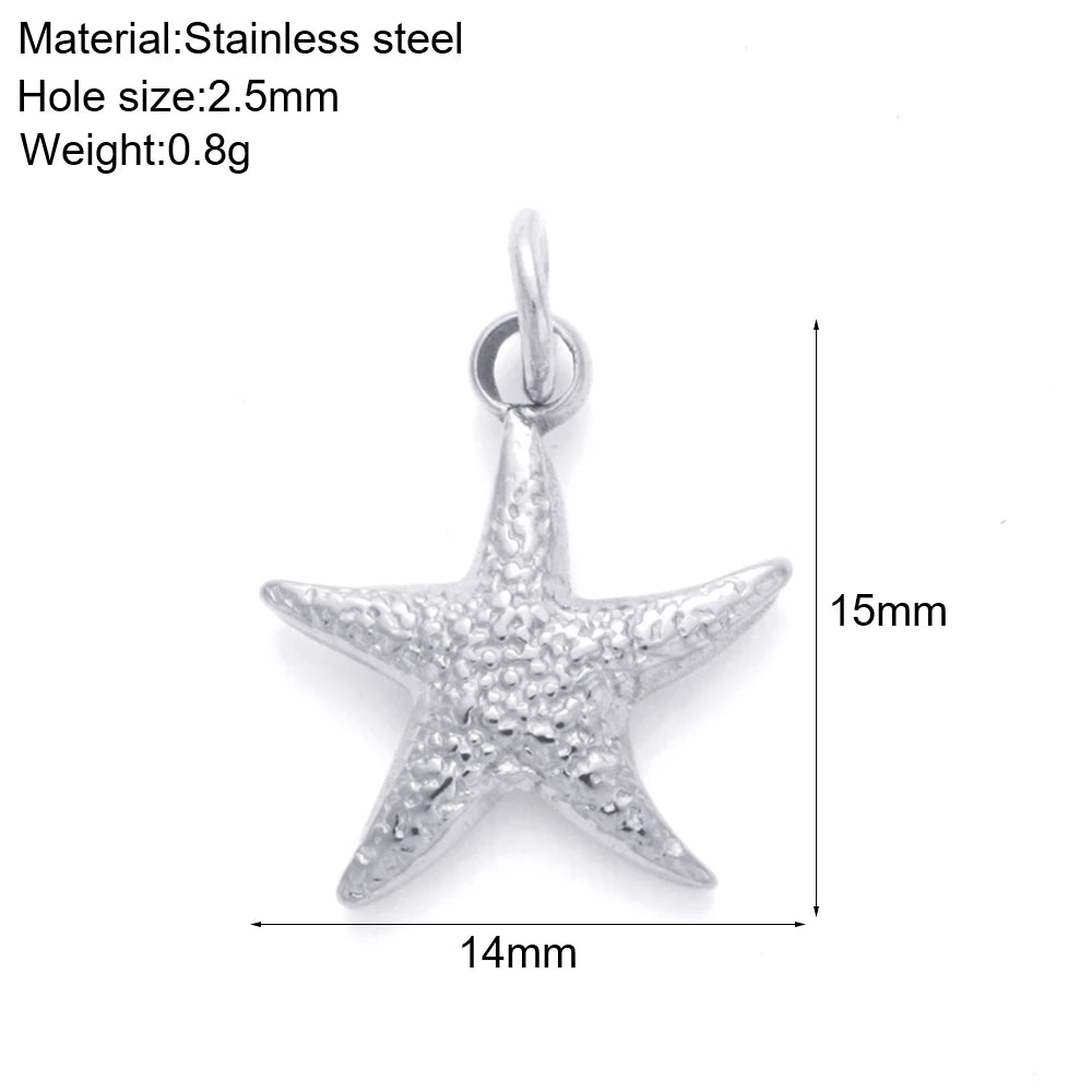 Necklaces Women Spring Buckle Chain Silvery Ocean Series Pendant Shell Conch Sea Star Pendants Stainless Steel Women's Jewelry