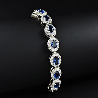 2024 New Luxury Blue Red Green Black silver Color Bracelet Bangle for Women Anniversary Gift Jewelry Wholesale S6923