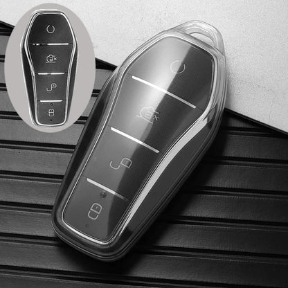 New Soft Transparent TPU Car Key Case for BYD Atto 3 Han EV Dolphin 4 Buttons Remote Control Protect Cover Auto Accessories