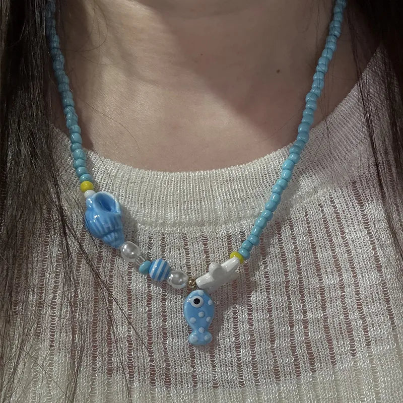 Bohemian Colorful Necklace For Women Girls Adjustable Beaded Neck Chain Unique Fashion Accessory Jewelry Gift