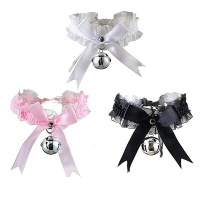 New Adjustable Lace Choker With Bell Sweet Cute Gothic Choker Necklaces Collar For Women Girls Detachable Cosplay Party Jewelry
