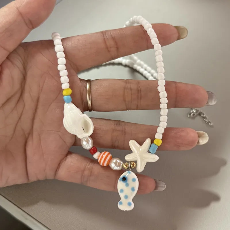 Bohemian Colorful Necklace For Women Girls Adjustable Beaded Neck Chain Unique Fashion Accessory Jewelry Gift