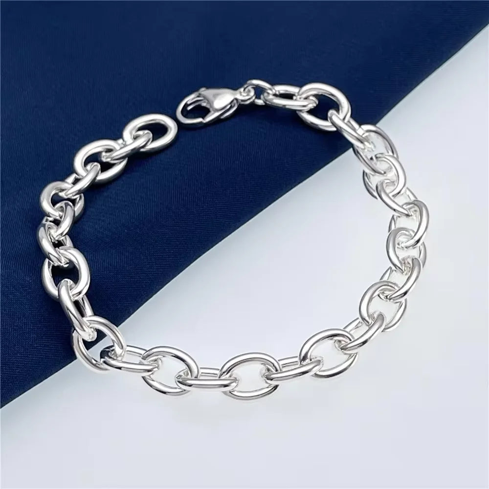 925 Sterling Silver Bracelet,  Women'S Basic Chain Bracelet, Wedding And Engagement Ornament, Party Jewelry