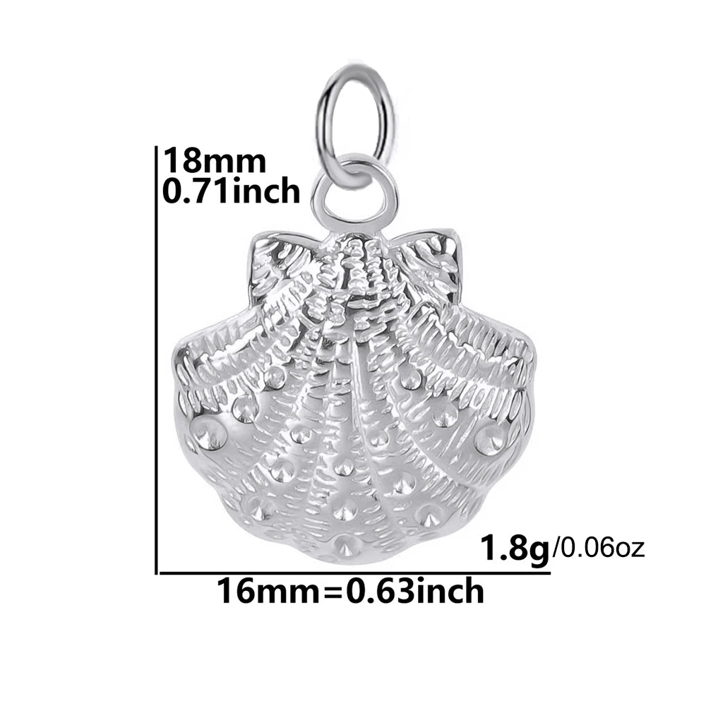 Necklaces Women Spring Buckle Chain Silvery Ocean Series Pendant Shell Conch Sea Star Pendants Stainless Steel Women's Jewelry