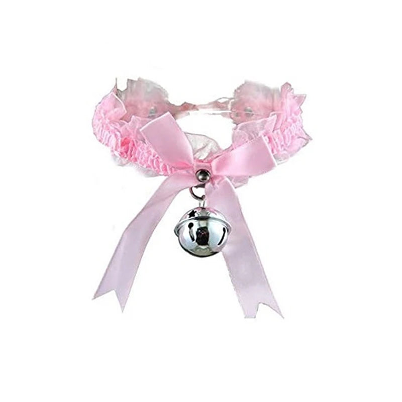 New Adjustable Lace Choker With Bell Sweet Cute Gothic Choker Necklaces Collar For Women Girls Detachable Cosplay Party Jewelry