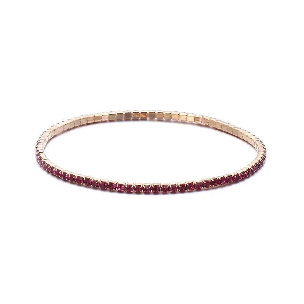 Luxury Rhinestone Elastic Bracelet Women Shiny Colorful Crystal Bangles Adjustable Layered Stackable Bracelet Wristband Jewelry