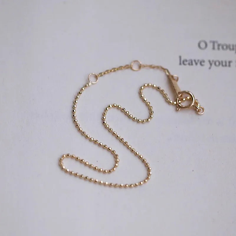 925 Sterling Silver Trendy Plated 14K Gold Bracelets Exquisite Beads Link Chain Adjustable Bracelet For Women Jewelry