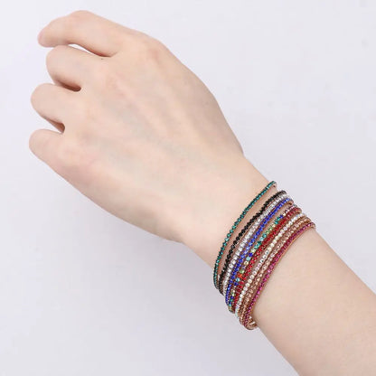 Luxury Rhinestone Elastic Bracelet Women Shiny Colorful Crystal Bangles Adjustable Layered Stackable Bracelet Wristband Jewelry