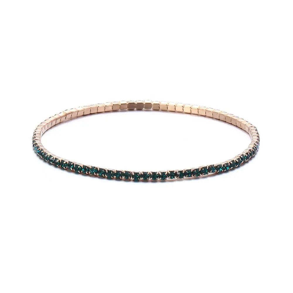 Luxury Rhinestone Elastic Bracelet Women Shiny Colorful Crystal Bangles Adjustable Layered Stackable Bracelet Wristband Jewelry