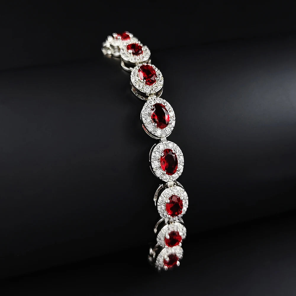 2024 New Luxury Blue Red Green Black silver Color Bracelet Bangle for Women Anniversary Gift Jewelry Wholesale S6923