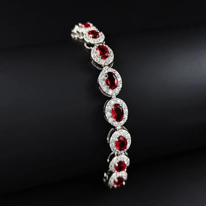 2024 New Luxury Blue Red Green Black silver Color Bracelet Bangle for Women Anniversary Gift Jewelry Wholesale S6923