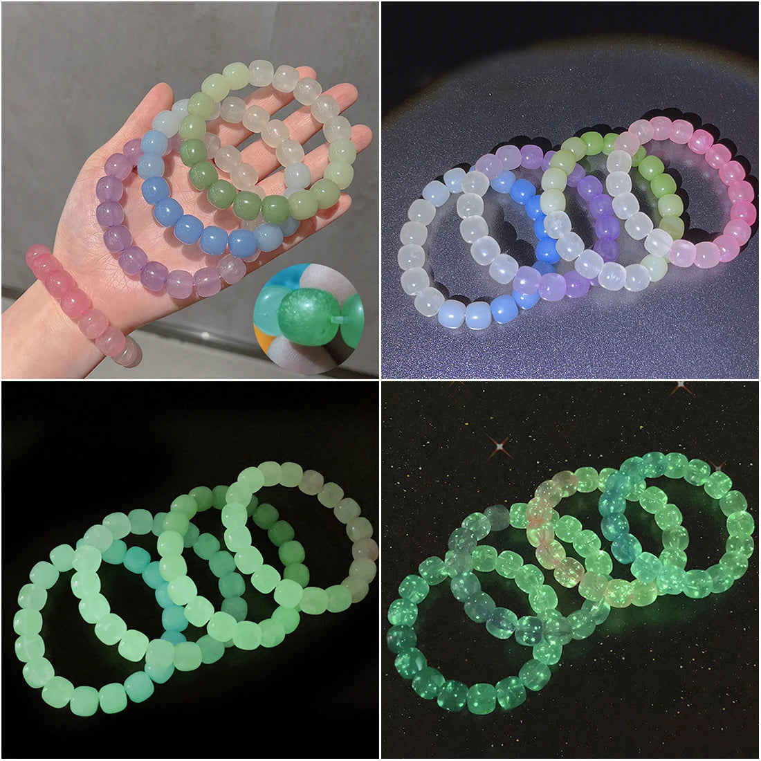 Luminous Bracelets For Women Men Fluorescent Natural Stone Bracelet Night Light Glowing Beads Bangle Fashion Jewelry Couple Gift