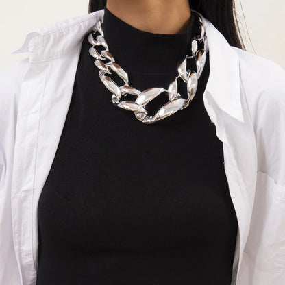 Exaggerated Big Choker Necklace Collar for Women Hiphop Chunky Chain Necklaces on the Neck Pearl Beads Jewelry