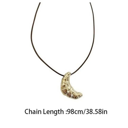 Croissant Pendant Necklace Bread Minority Design Rope Chain Necklace Charms Handmade Long Sweater Chain Decoration